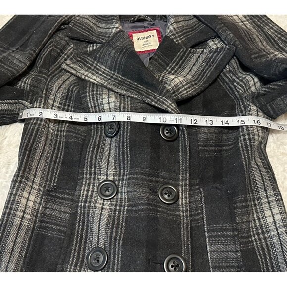 Old Navy Double-Breasted Plaid Peacoat Jacket Polyester Blend Women's Size Small - Picture 6 of 16